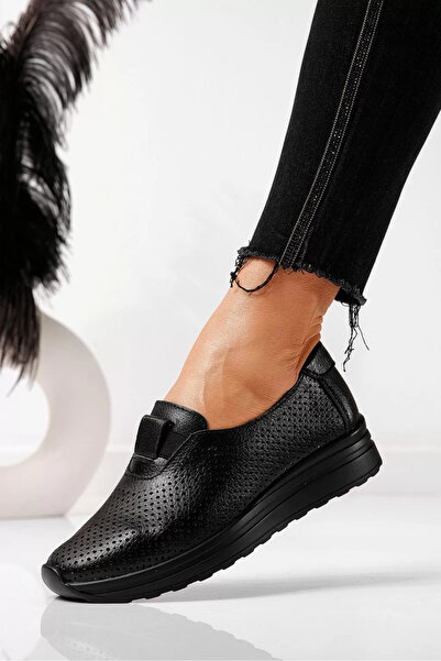 Zaira Γυναικεία μαύρα casual παπούτσια από γνήσιο δέρμα Larisa #21549