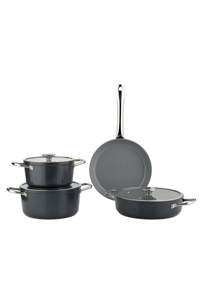 Akdeniz 7 Parça Royal Granit Tencere Seti Cam Kapaklı