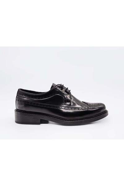 UniqCrafter 13515-10 Men's Leather Shoes Black Leather Sole