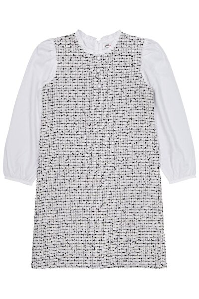 Civil Girls Düğmeli 10-13 Yaş Elbise - Ekru 10-11 Yaş