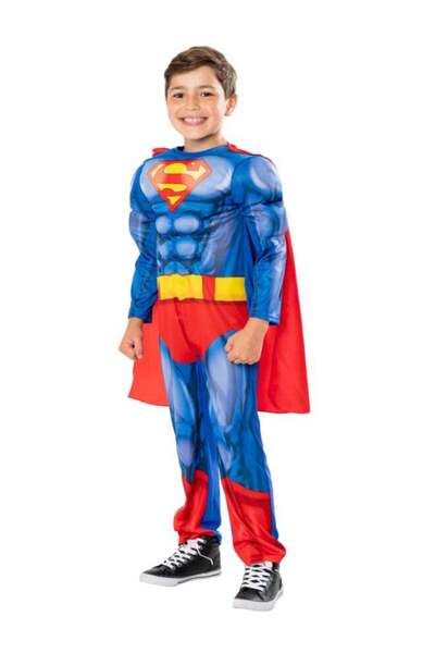 Rubies زي تنكري مبطن مطبوع عليه صورة سوبرمان رقميًا - مقاس متوسط للأطفال (5-7...