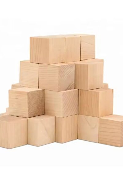 ack ahşap Ahşap Küp Bloklar 3 cm 50 Adet Doğal Ahşap Küp
