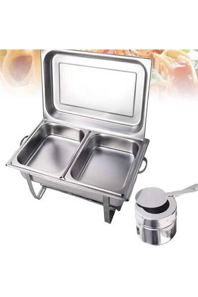 NKX طبق تسخين من الفولاذ المقاوم للصدأ مع غطاء، فضي اللون، سعة 9 لترات