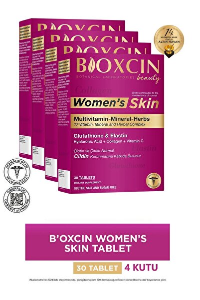 Bioxcin Women's Skin 30 Tbx4 - Glutatyon, Elastin, Biotin, Çinko, Kolajen, Hya Asit, Magnezyum, Cilt Vitamin