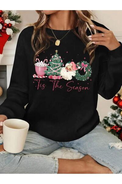 Oceanwear سويت شيرت نسائي مسطح برقبة دائرية بتصميم عيد الميلاد ورأس السنة الج...