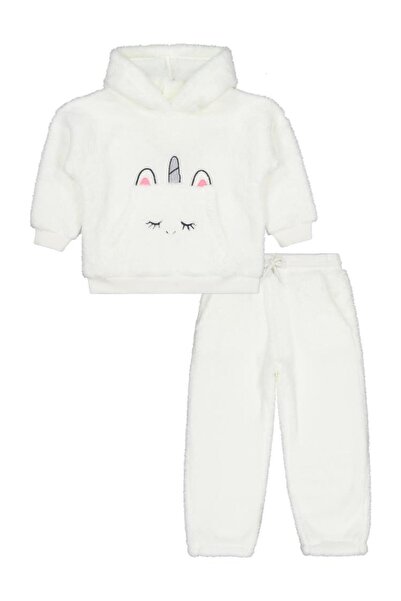 Civil Girls Unicorn Embroidered 2-5 Years Old Tracksuit Set - Ecru 3-4 Years Old