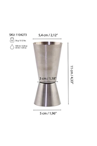 gogiva Cană de măsurat pentru două băuturi, jigger de bar, oțel inoxidabil 50/100 ml