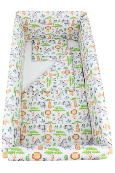 PRICHINDEL Lenjerie de pat cu 7 piese, Prichindel, Zebră și elefant, 120x60cm...