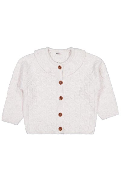 Civil Girls Knitted Patterned Cardigan for Ages 6-9 - Ecru for Ages 6-7