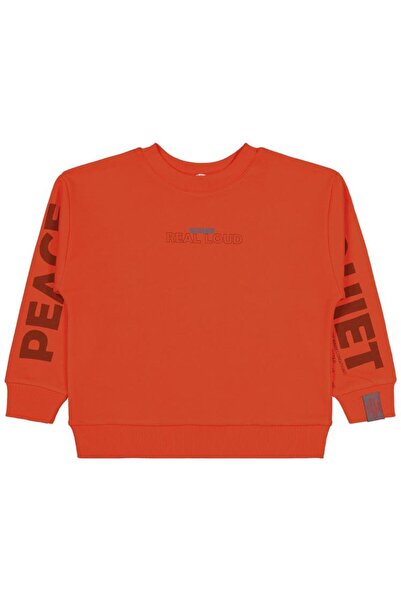Civil Boys Peace Quıet Printed 6-9 Years Old Sweatshirt - Orange 8-9 Years Old