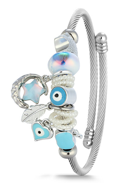 Forentina Silver Color Evil Eye Beaded Charm Bracelet Ps4186