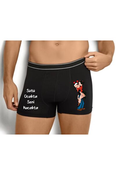 baskideyinceakla SÜTÜ OCAKTA SENİ KUCAKTA BASKILI BOXER