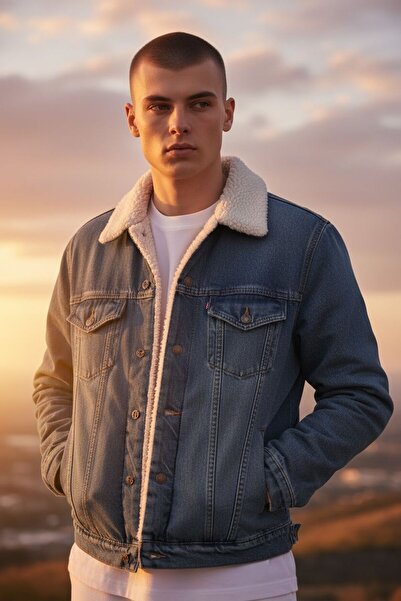 i8 Denim سترة من الدنيم مع بطانة من الصوف