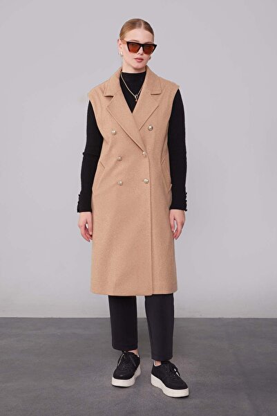 Levidor K.Bej Maxi Boy Cashmere Vest