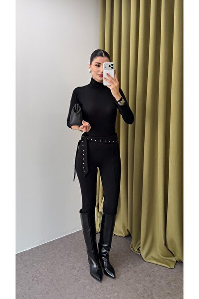 HAZELANNA Steel Droplu Black Leggings Pants