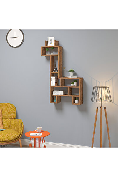 Ninnimo Zürafa Tasarımlı Ceviz Duvar Kitaplığı