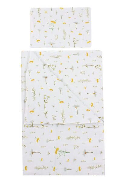 PRICHINDEL Set 2 piese: pilotă mică și pernă subțire, bumbac muselină, flori ...