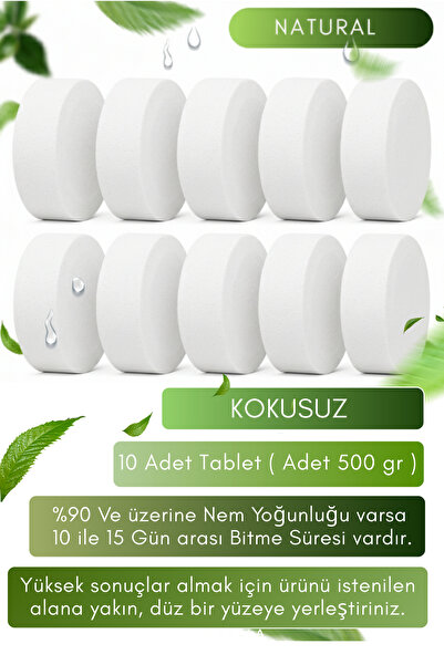Saban 10 Adet Natural Kokusuz, Nem Alıcı Tablet | Küf Ve Rutubet Giderici | E...