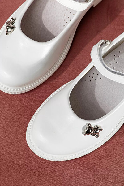 Zaira Pantofi fete albi din piele ecologica Maria #21346