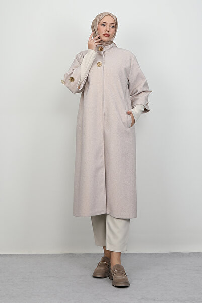 Lamia Giyim Gold Toka Detay Kaban Krem