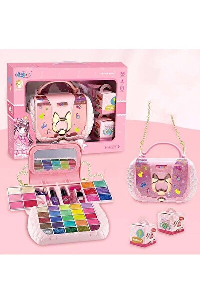 Generic Girl Makeup Kit - Washable Kids Makeup Set with Mirror, Pink Princess Handbag