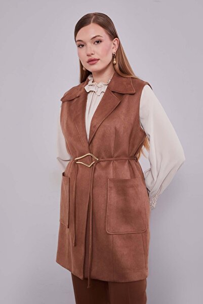 Levidor Brown Suede Belt Detailed Vest