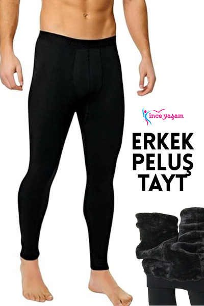 B BLUE KORSE Erkek Kürk İçlik Tayt Peluş Tayt Termal Sıcak Tutan İçlik Tayt