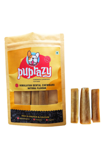 Puprazy قطع مضغ للكلاب مصنوعة من جبن الياك - طبيعي (كبير، مجموعة من 3 قطع، 120 غرام × 3)