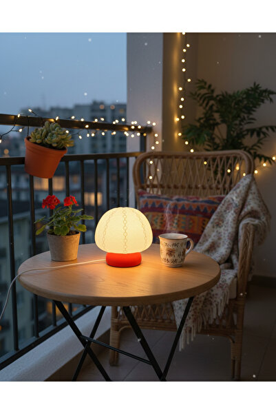 Elana Design Mumi Mantar Abajur - Abajur ve Çocuk Gece Lambası - Kırmızı