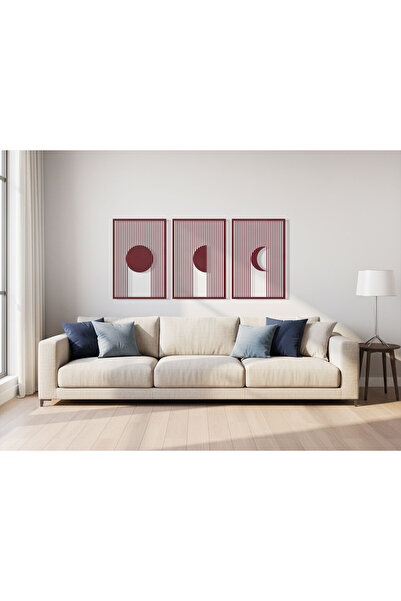 KEYWEL Ahşap 3’lü Modern Çizgisel Tablo Seti – Minimalist Duvar Dekoru, MDF L...
