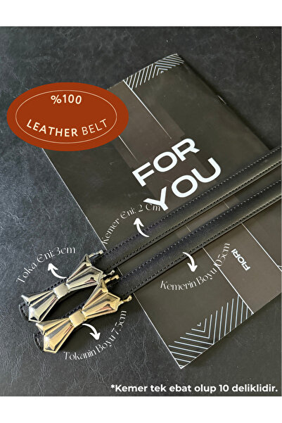 Fiori Genuine Curved Leather Thin Women's Belt with Bow Tie Buckle, Coat Belt, Shirt Belt, Dress Belt