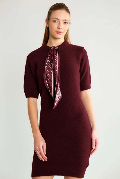 Robin 95156 Scarf Knitwear Sweater Burgundy