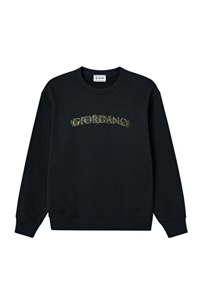 Giordano Men's Relaxed Fit Refined Casual Logo Print Sweatshirt