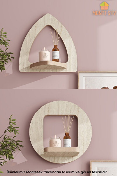MONTESEV Ahşap Dekoratif Duvar Rafı 2 li / 3 lü Set ( MTSV - 278)