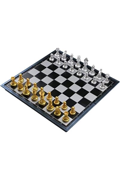 Margoun طقم شطرنج مغناطيسي بلاستيكي للسفر - لوحة قابلة للطي، مع قطع فضية/ذهبية 61×61×15 سم