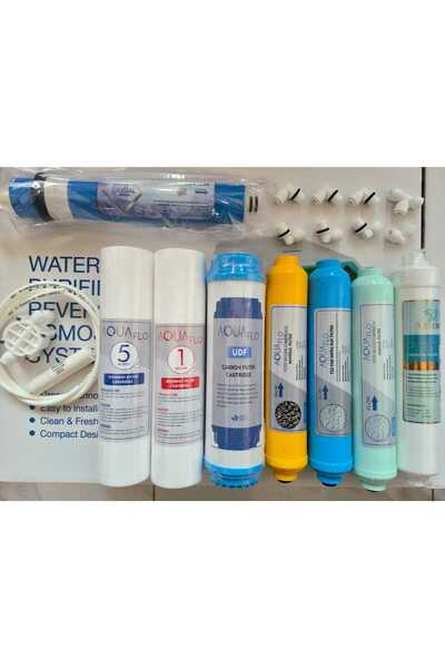 AOUA FLO BMB RO 10 Su Arıtma Cihazı Filtresi MAVİ Kapak uyumlu 7+1 Mineral Fi...