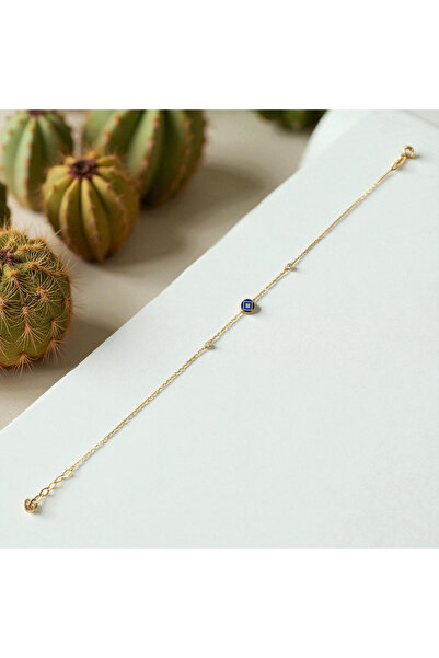 NOVA GRUP MÜCEVHERAT LACİVERT MİNELİ BİLEKLİK 14 AYAR ALTIN