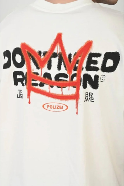 JANES Unisex Crew Neck Printed Oversize T-Shirt - White