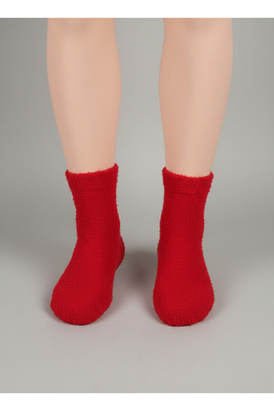 balkonda Women's Socks Booties 2-Pack Perfumed Soft Stitch-Free Microfiber Keeps Warm Red & White