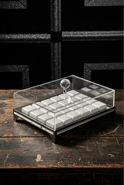 ADENZ Çikolata Hediye Bohça Çeyiz Nişan Kutusu Silver - Şeffaf Pleksi