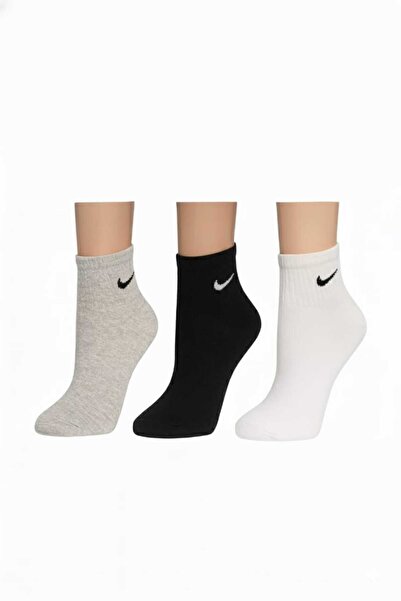 Nike Men's ankle socks with logo, 3 pairs, White, Grey, Black, Size 41-46