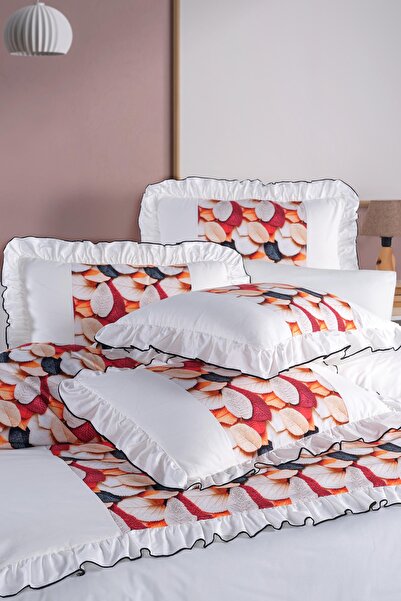GARDEN ROOM Gold Series 5D Printed Frilly - Lily Double Duvet Cover Set 100% ...