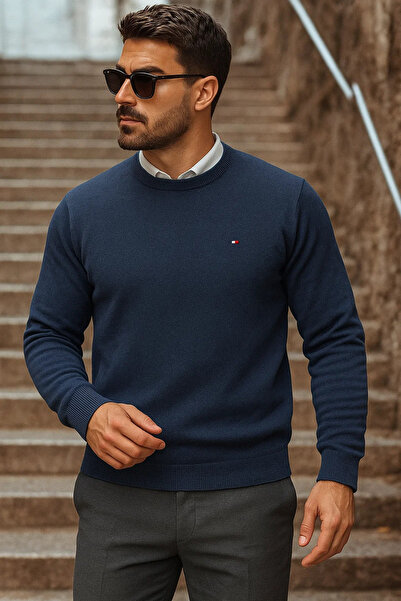 comstar سترة تريكو زرقاء برقبة دائرية للرجال من Daily Trend