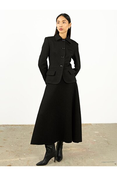 Juste Textured Shirt Collar Jacket Black