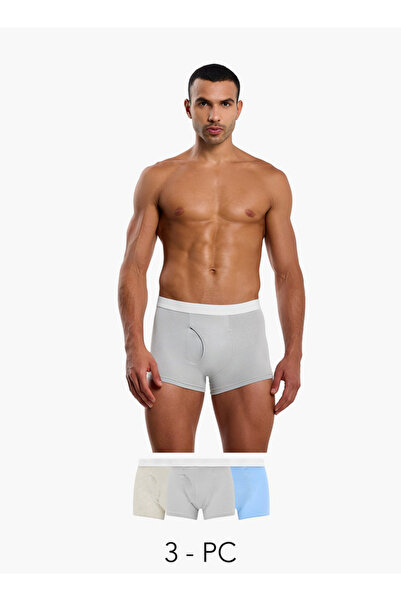 FAV سراويل داخلية رجالية من مزيج القطن بحزام خصر متباين - عبوة من 3 قطع