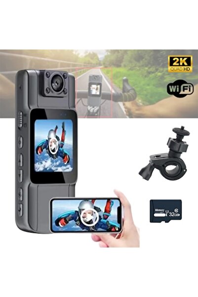 IdealTI Mini cameră de acțiune 2K WiFi, vedere nocturnă, obiectiv rotativ la 180°, 40MP, senzor de mișcare, înregistrare în buclă