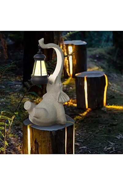 OEM Statuie decorativă de elefant cu felinar solar - lumină caldă pentru interior și exterior