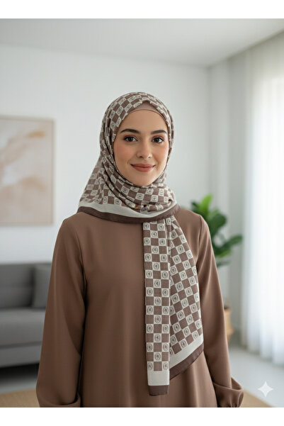 CHALDEMAR KADIN DAMALI KAHVELI KREMLİ PAMUKLU ŞAL