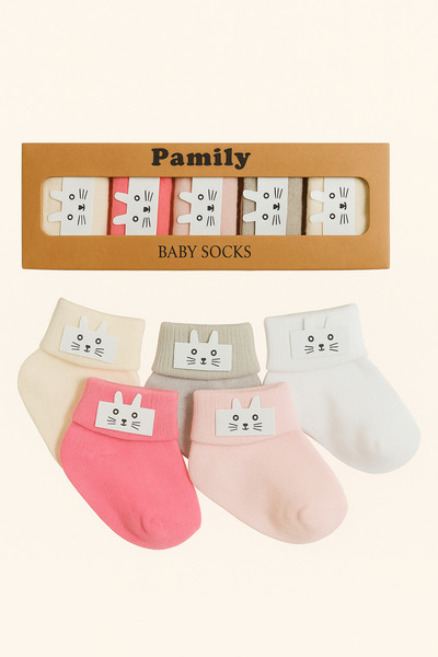 baby socks 5 Pairs of Kittens 5 Colorful Gift Baby Girl Socks Box