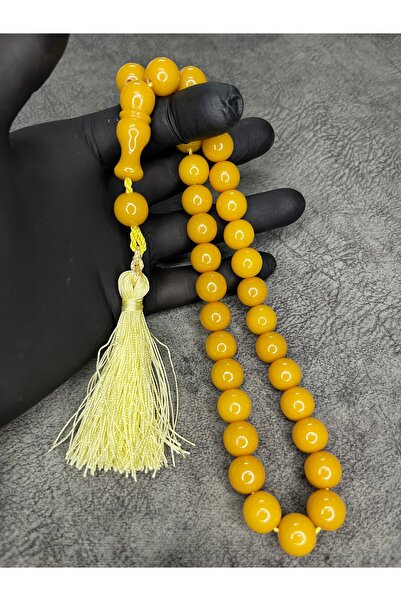 Mos Tespih مسبحة صلاة عنبرية مضغوطة ذات حجم كبير ومزينة بشراشيب